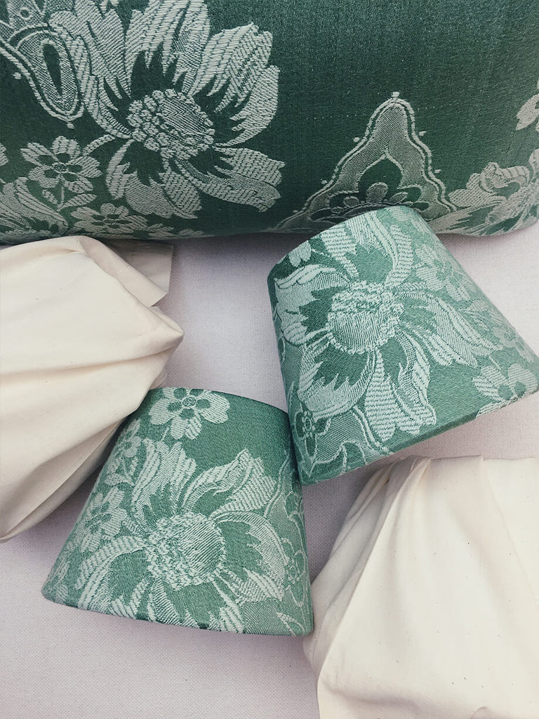 Ticking Depot | Shop Antique Ticking Fabric | Old Ticking Fabric From Europe | Interior Decoration Cushions Lampshades Green Floral
