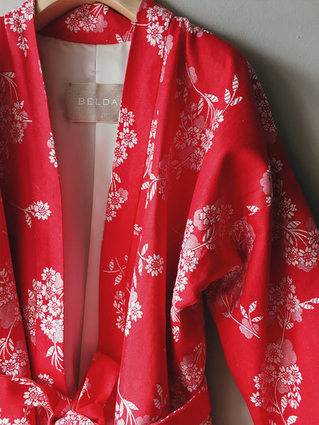 Ticking Depot | Shop Antique Ticking Fabric | Old Ticking Fabric From Europe | Kimono Mottainai Red Floral