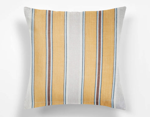 Ticking Depot Antique Ticking Fabric Interior Design Cushions Yellow and Grey Stripes