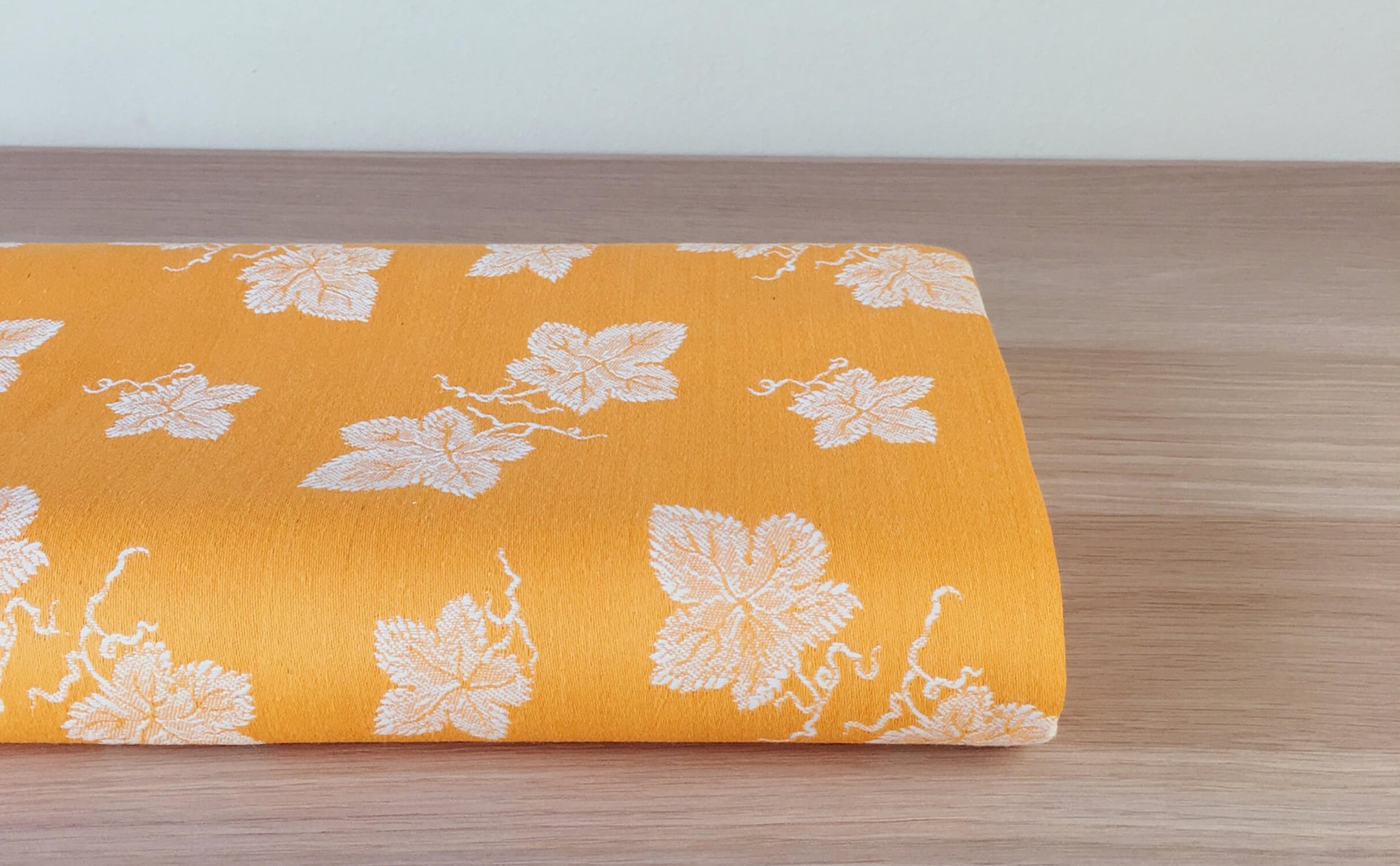 Ticking Depot | Unused Antique Damask Ticking Fabric | Old Ticking Fabric From Europe Yellow Floral
