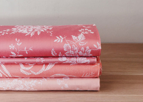 Ticking Depot | Shop Antique Damask Ticking Fabric | Old Ticking Fabric From Europe Pink Floral
