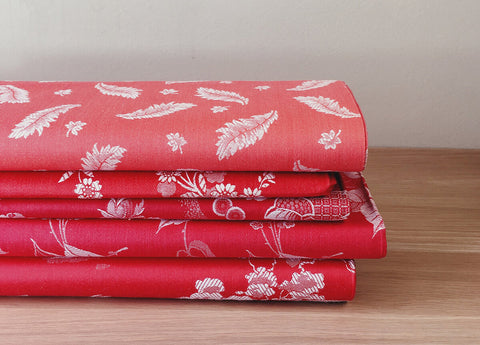 Ticking Depot | Shop Antique Damask Ticking Fabric | Old Striped Ticking Fabric From Europe Red Floral