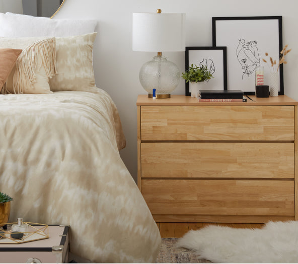 Bedside table styling ideas from Dormify