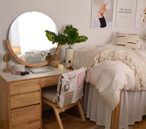 minimalist boho vanity for dorm room from Dormify