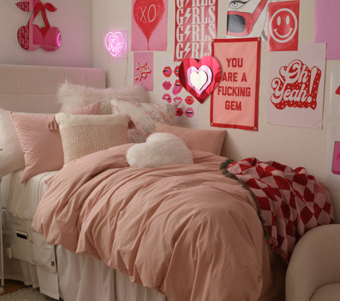 blush pink bedding from Dormify
