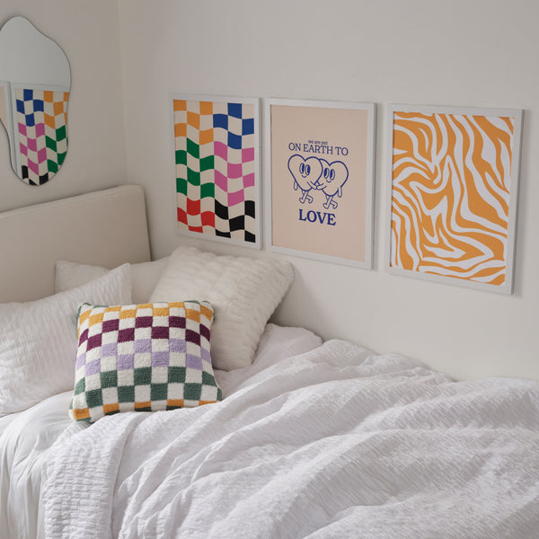 Dormify Pom Pom Stripe Comforter and Sham Set | Dorm Essentials White / Full/Queen