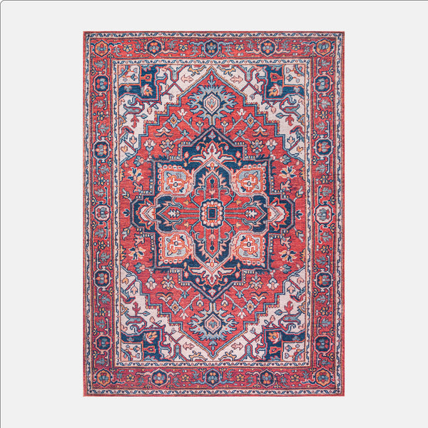 DASTINGO Hand Braided Wool Floral Area Rug in Red