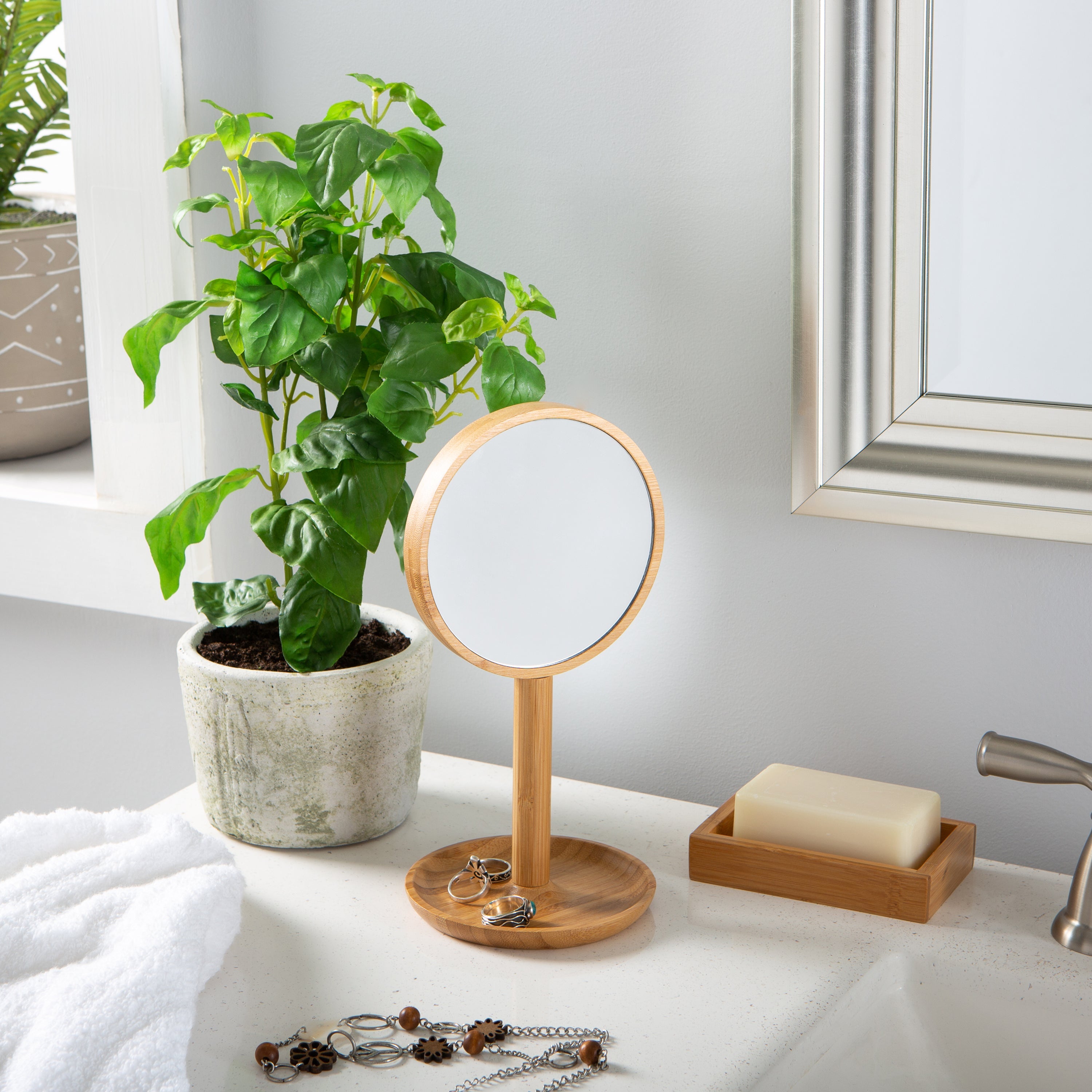 Dormify Bamboo Mirror with Catchall Tray | Dorm Essentials - Dormify