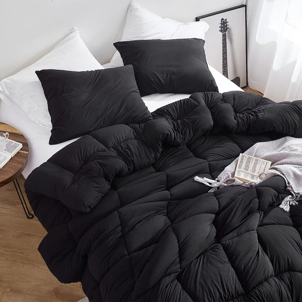 Twin/Twin Extra Long Reversible Microfiber Solid Comforter Black/Dark Gray  - Room Essentials™