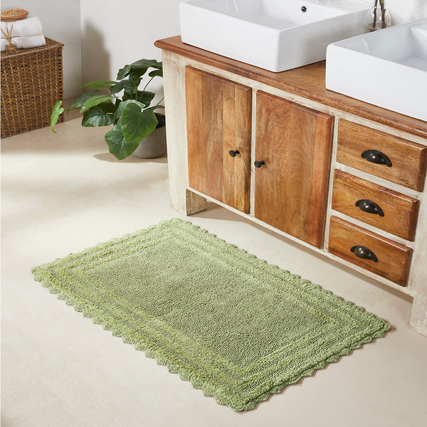 Small Textured Border Cotton Bath Mat - Medium Grey - Dormify in 2023