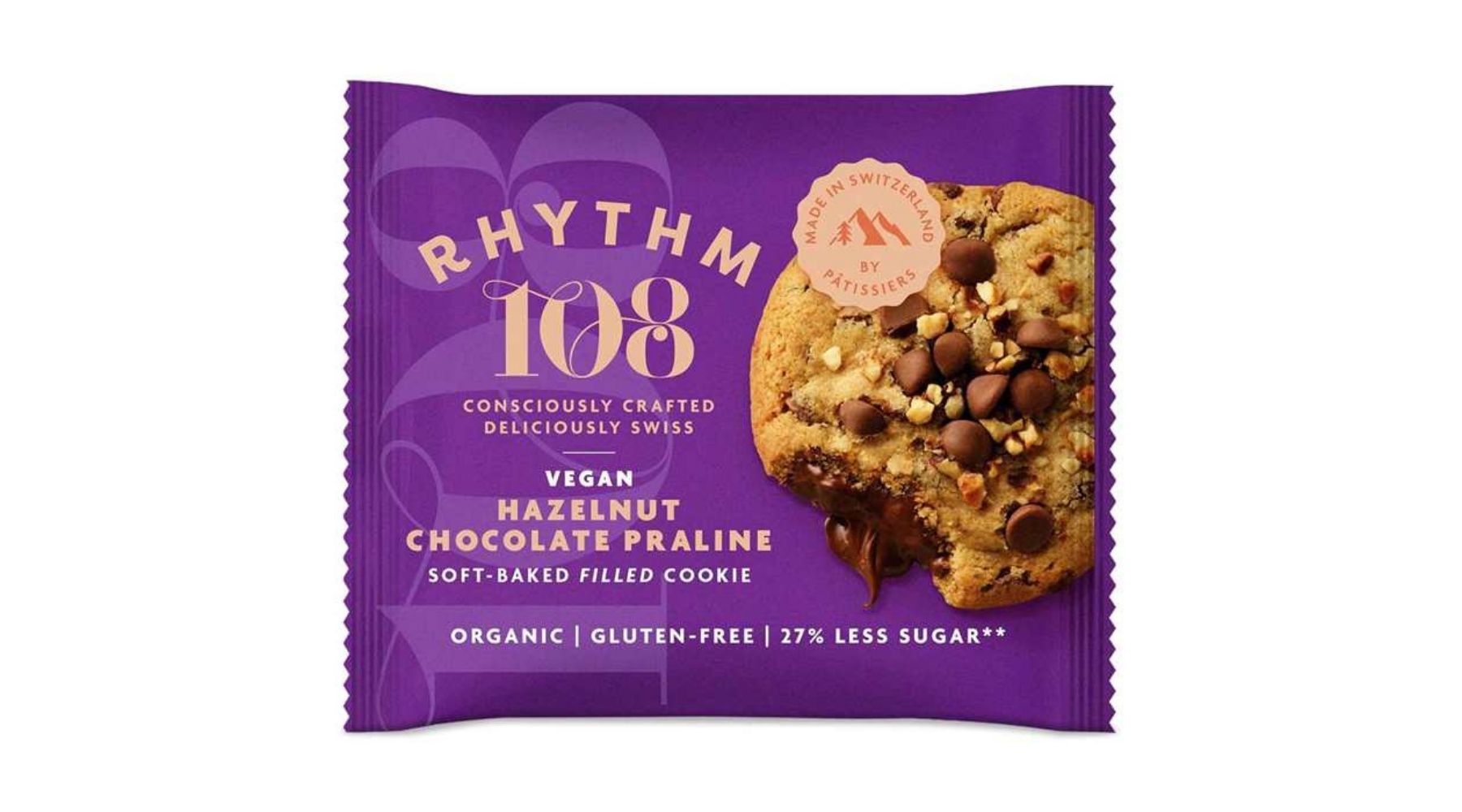 Rhythm108 - Organic Soft Filled Cookie Chocolate Hazelnut Ganache, 50g