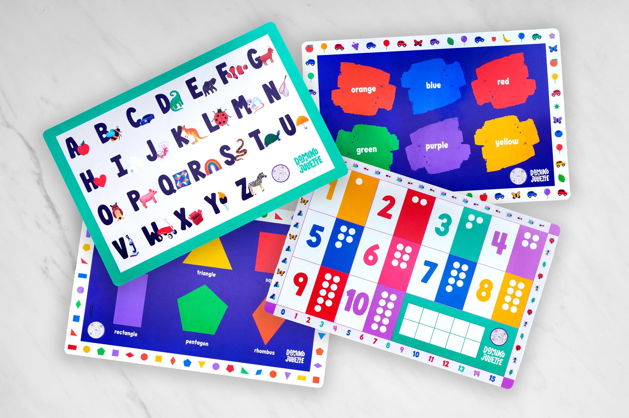 4-Pack Placemat Bundle: “Now I Know My” - Domino  Juliette product image