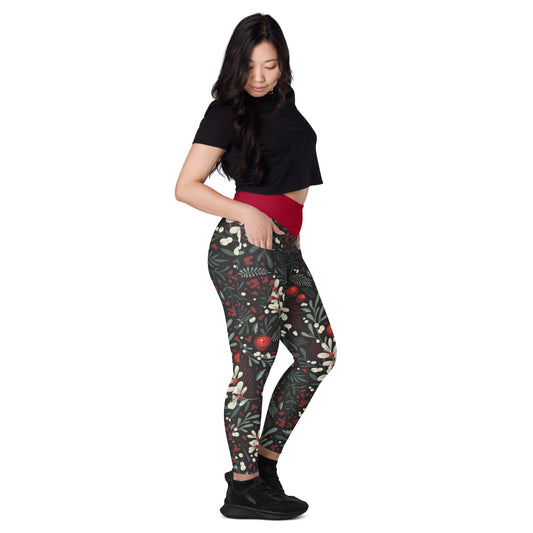 red roses black Leggings