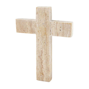 Cream Travertine Cross - Holy Land Books & Gifts