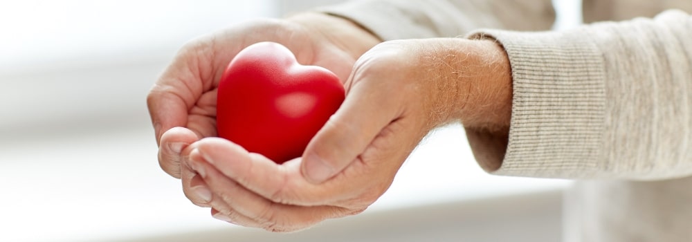 Hands holding apple in heart shape