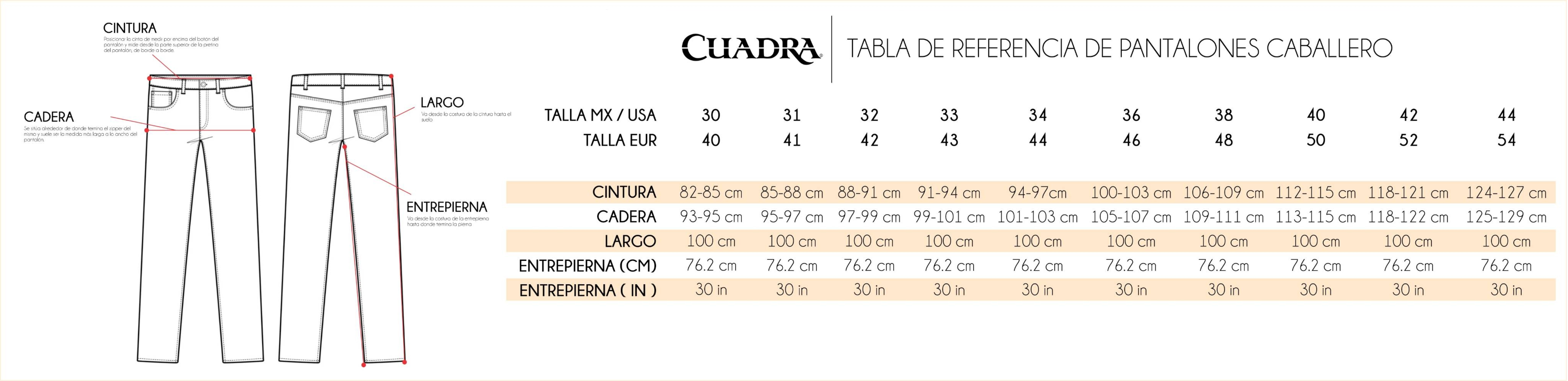 Guia de Tallas Jean Caballero | 