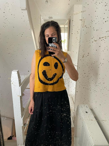 smiley knitted tank top