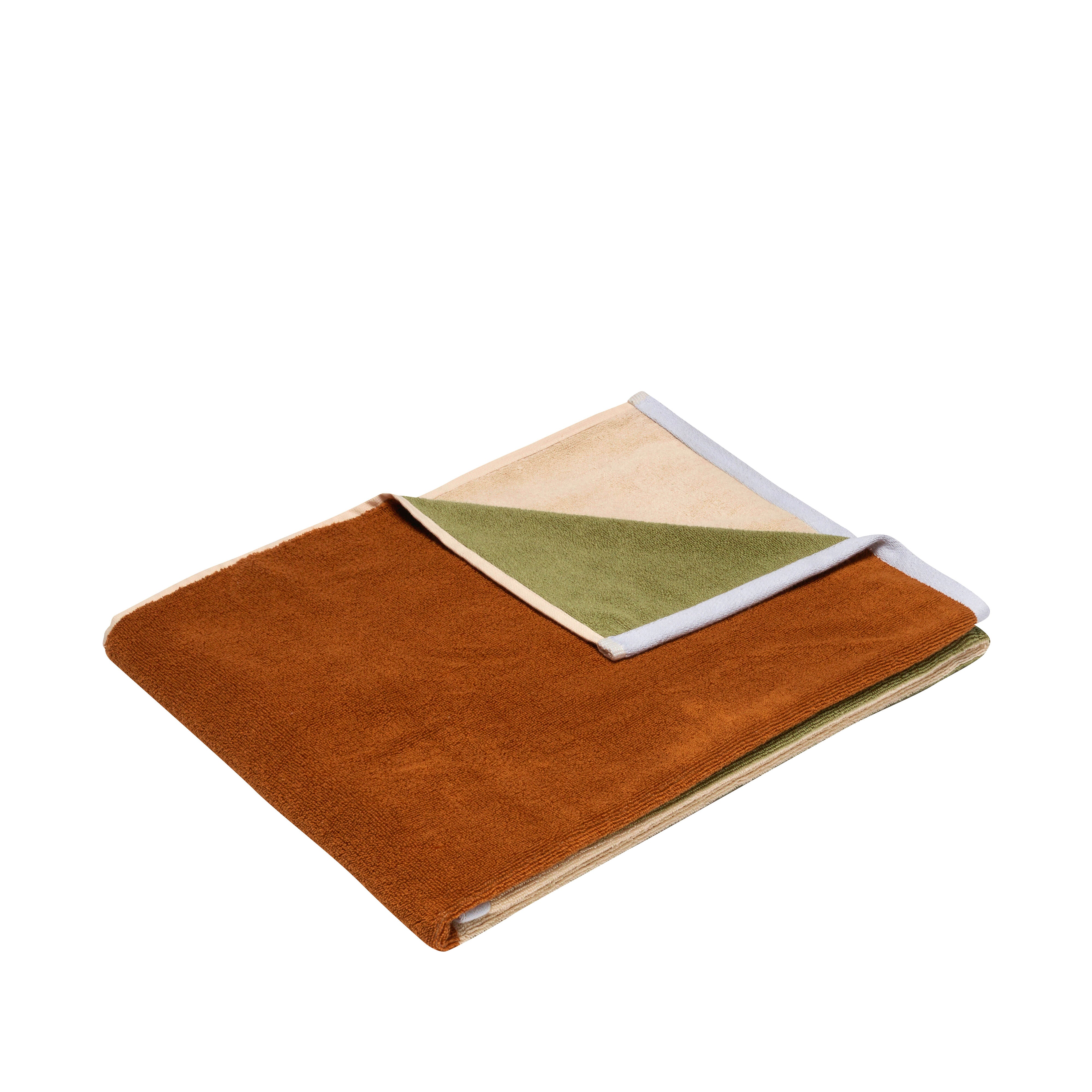 5: Hübsch - Block Håndklæde, stor, brun/flerfarvet