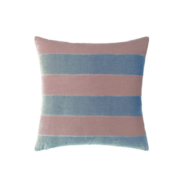 Billede af Christina Lundsteen - Stripe 55x55 velour pude, rosa/blå