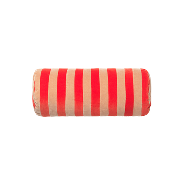 Billede af Christina Lundsteen - Stripe bolster ø14x40, Tomato/beige