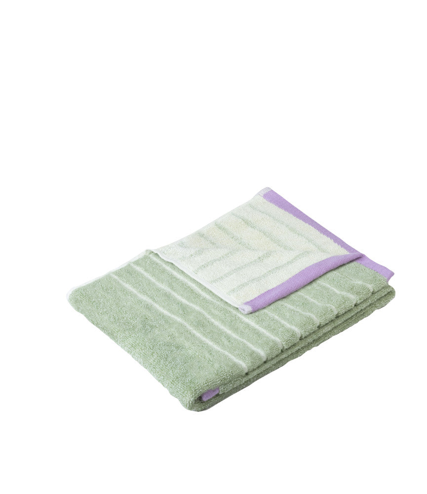 Se Hübsch - Promenade Håndklæde, stor, grøn/lyserød hos & Add it