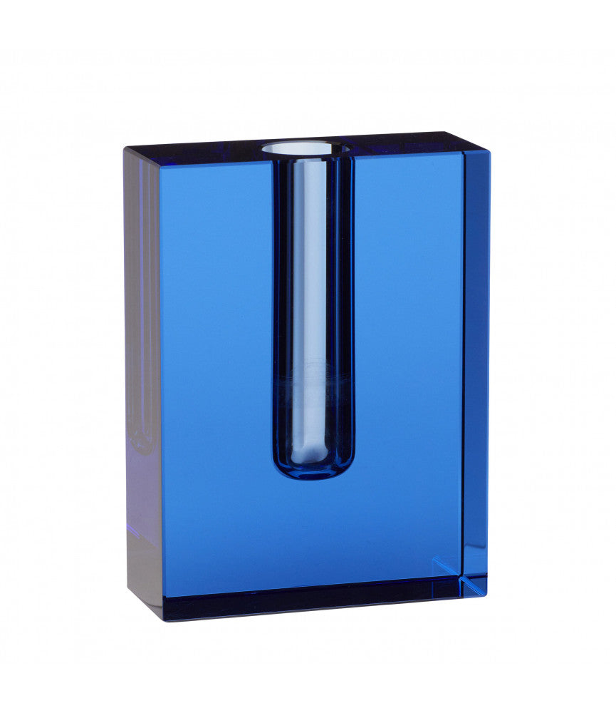 Billede af Hübsch - block vase, krystal, blå