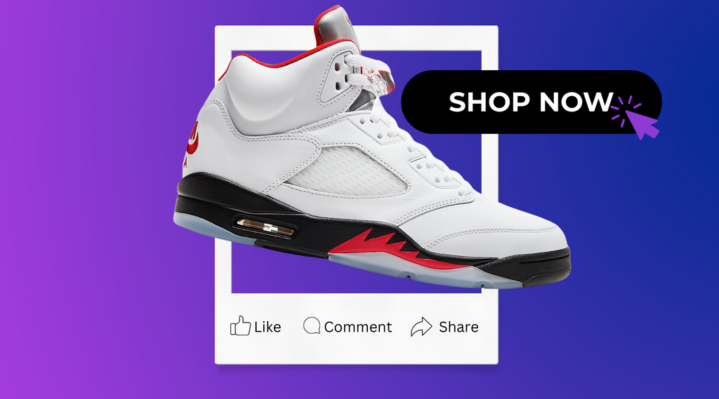 Facebook ad for Air Jordan 5 Retro featuring its sleek design.