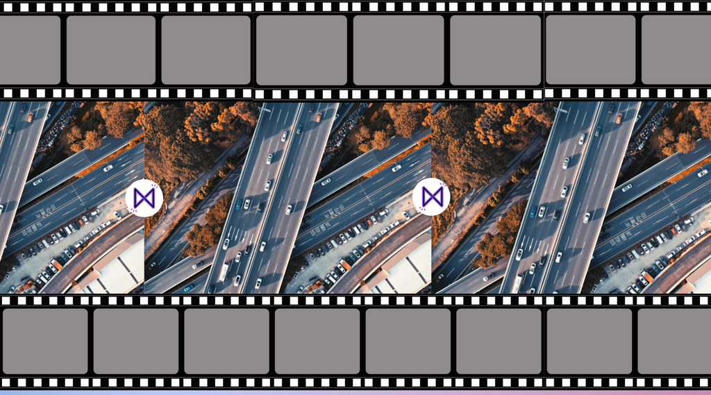 Series of footages with the video transition logo one after another.