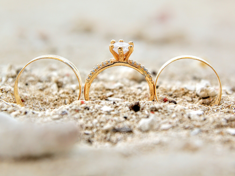 Wedding ring on beach