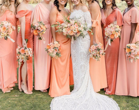 Peach Fuzz Bridesmaid Dresses