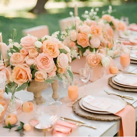 Peach Wedding Table Setting