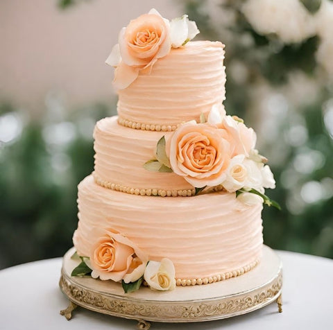 Peach Colored Wedding Cake
