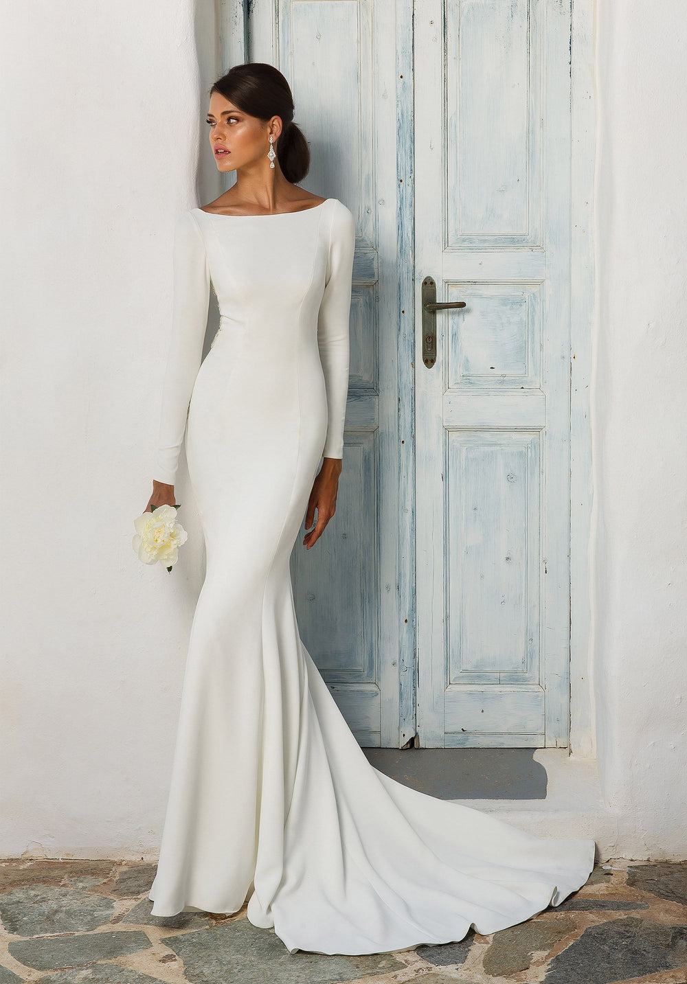 PAX - a modern crepe sheath gown with taped bodice - WED2B
