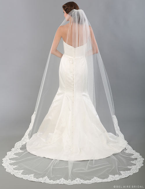 Casablanca Bridal 2455V Matching Lace Cathedral Veil for Mae Wedding Dress Cathedral / Champagne/Ivory/Silver