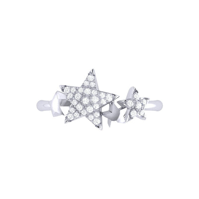 Dazzling Star Cluster Diamond Ring in 14K White Gold