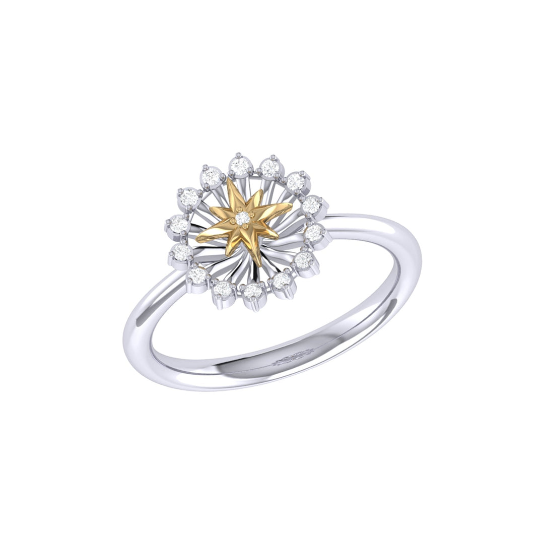 Starburst Two-Tone Diamond Ring in 14K Gold