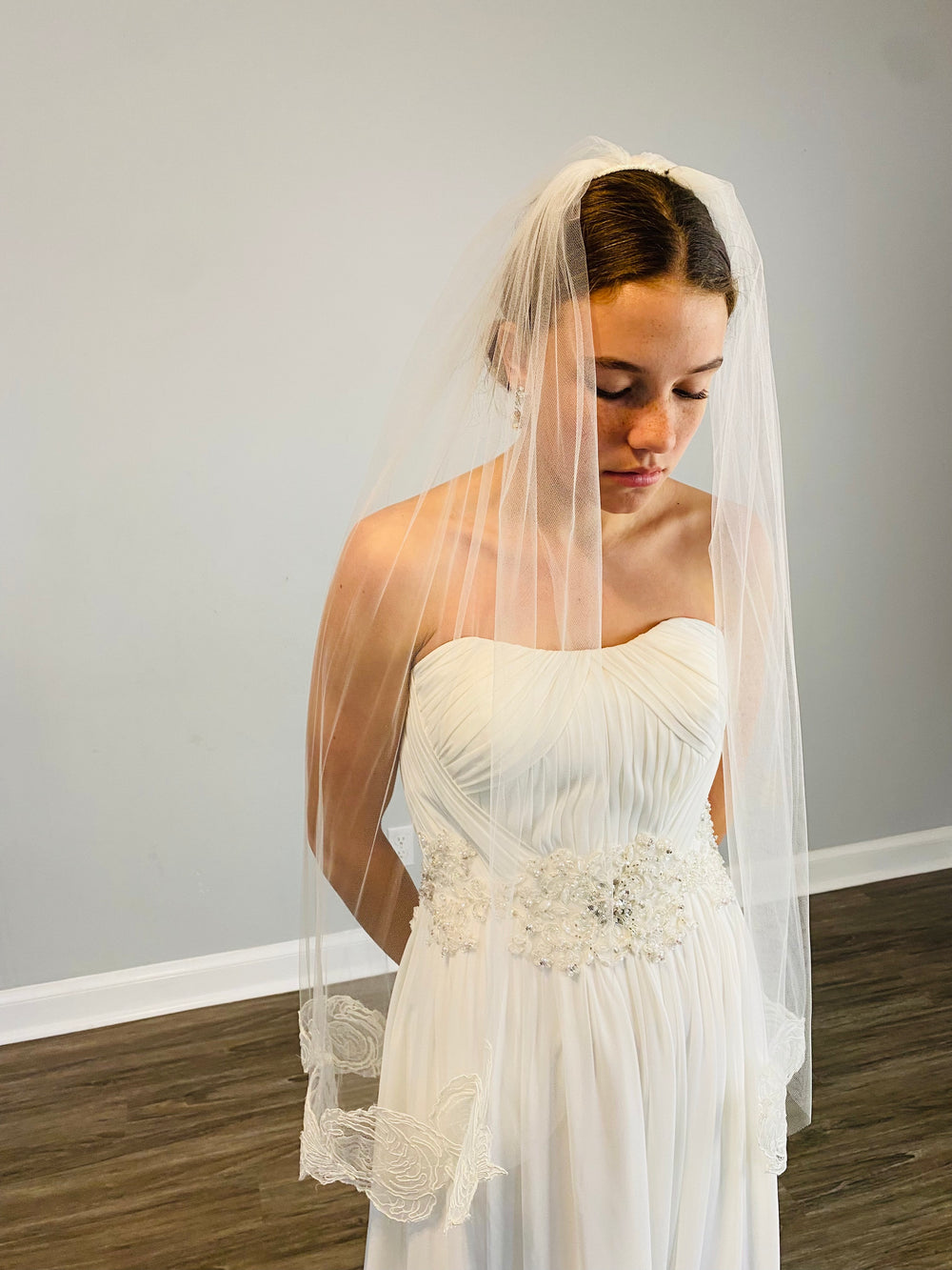 EWedded Gold Trimmed & Rhinestone Veil