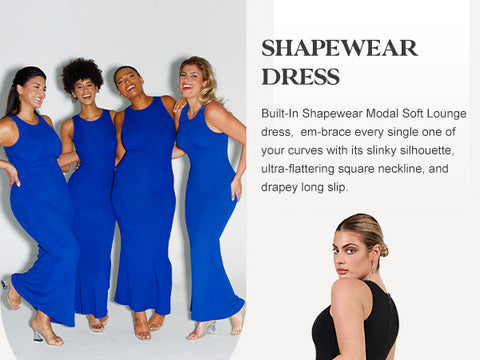 Built-In Shapewear Crew Neck Sleeveless Maxi Lounge Dress