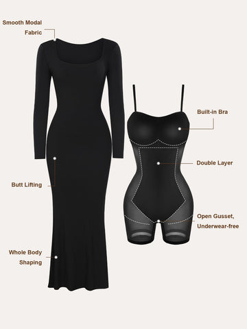 Shaper Dress For Women, Built In Shapewear Bra Dresses
