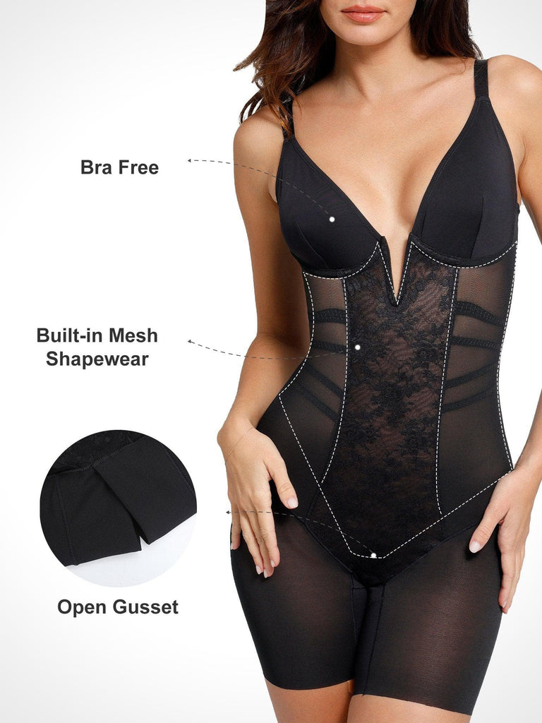 Latex Tummy Control Shapewear Mesh Butt Lifter Bodysuit