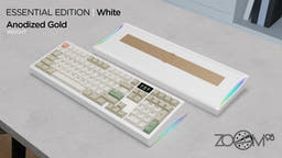 Zoom98 EE White as variant: White / Anodized Gold Weight / Tri-mode Flex Cut Hotswap RGB PCB