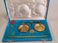 Vintage Brass Jewelry Scale in Case with Weights