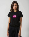 Picture of Personalized MIA's Bold "MIA" T-Shirt in Vibrant Pink & Green