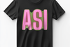 Personalized ASI's Bold "ASI" T-Shirt in Vibrant Pink & Green from Women
