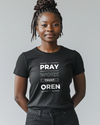 Picture of Customizable "Pray, Work, Trust, OREN" Inspirational Black T-Shirt