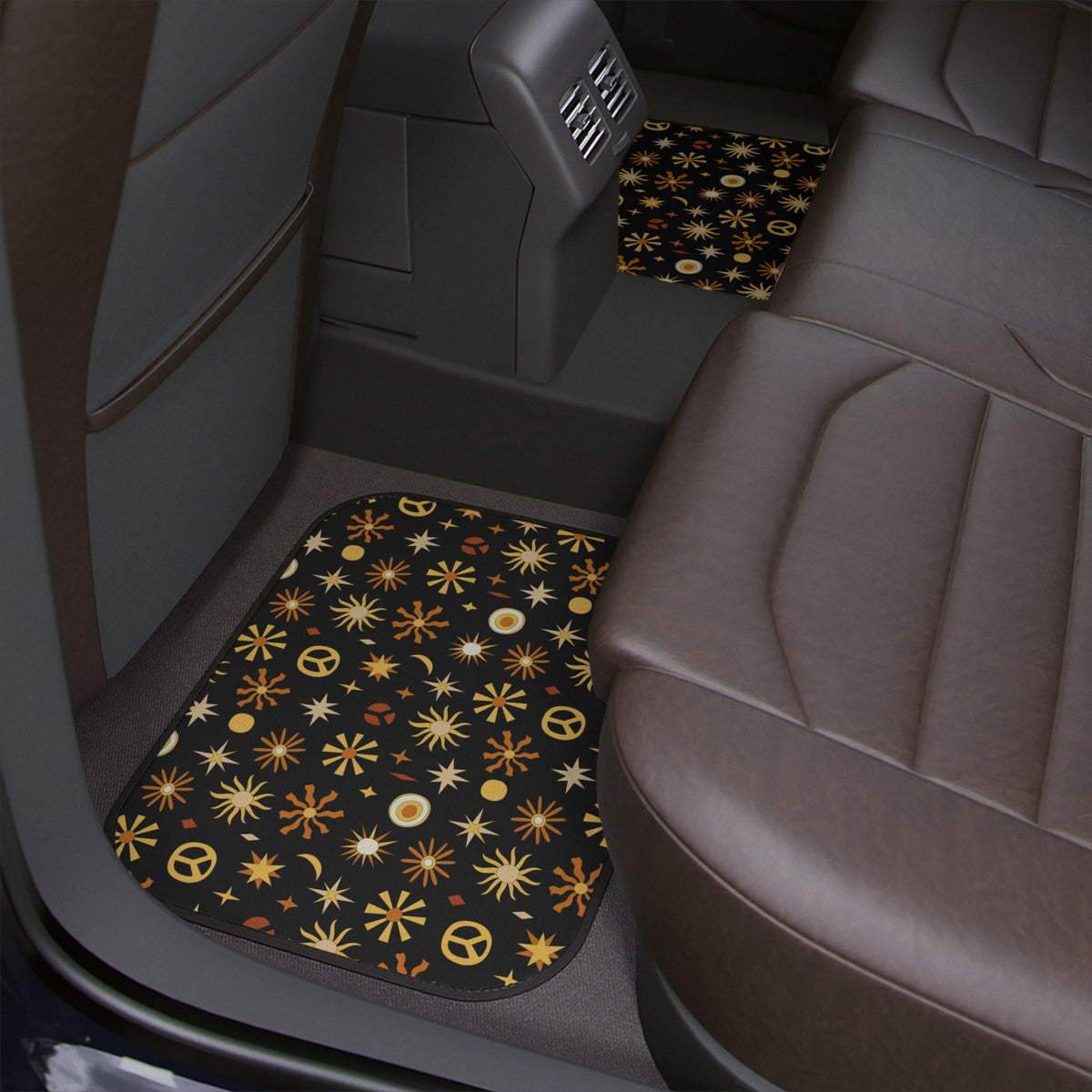 Boho Car Floor Mats, Aesthetic Retro Groovy Car Floor Mats, Y2K