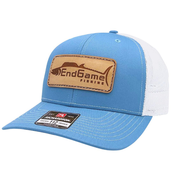 EndGame Fishing Leather Patch Hat in Columbia Blue & Khaki