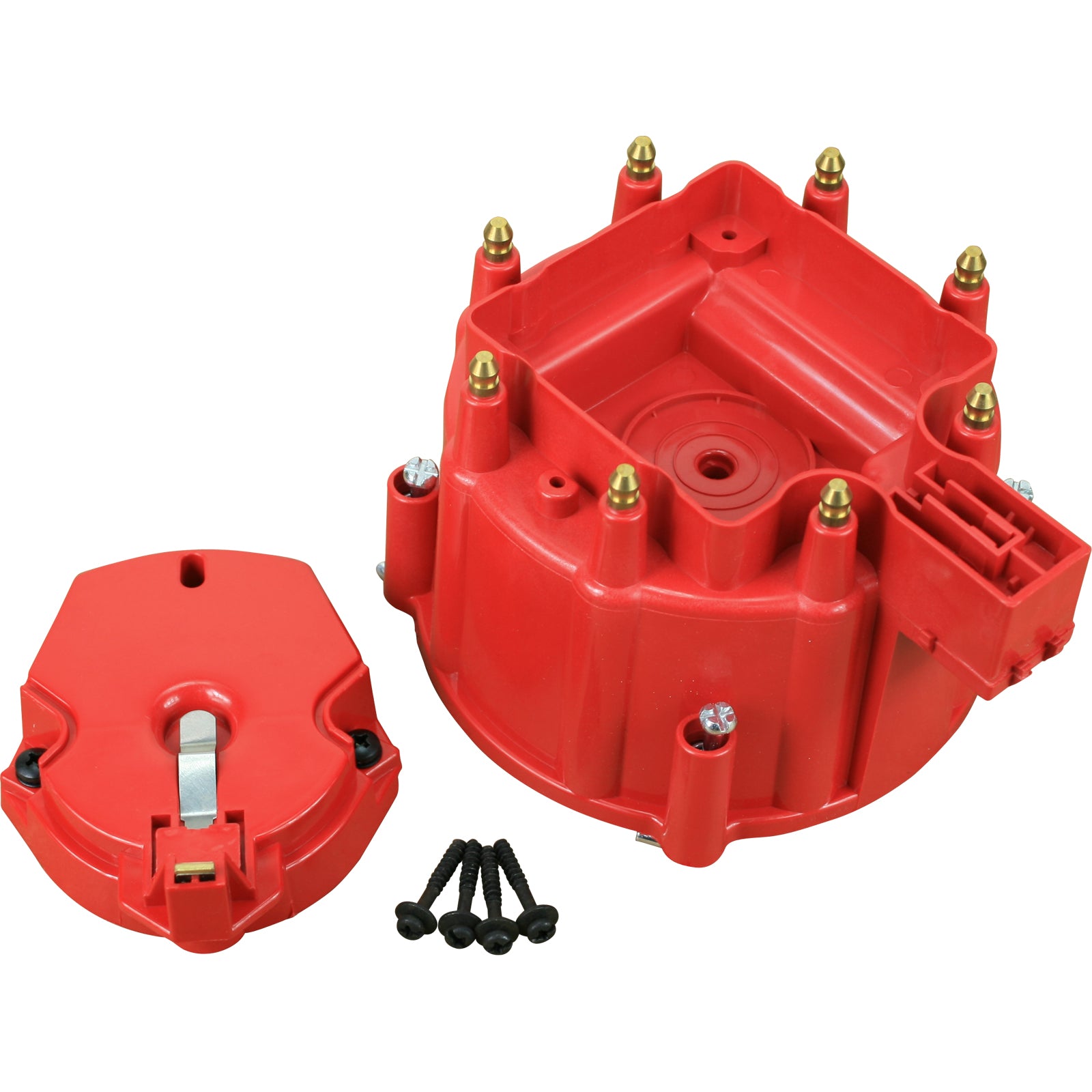 RED V8 Male HEI Ignition Distributor Cap and Rotor Set For All V8 HEI Ignition Distributors