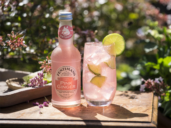 Fentimans Pink Ginger serve in a picturesque garden setting