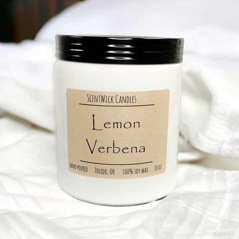 ScentWick Candles Lemon Verbena handmade soy candle in a farmhouse jar